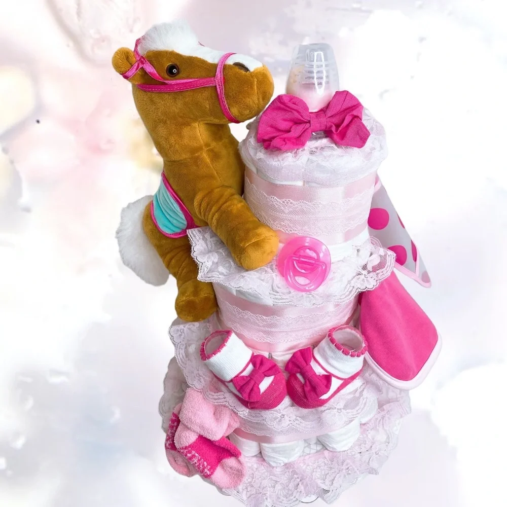 Horse Girls Diaper Cake, Western theme